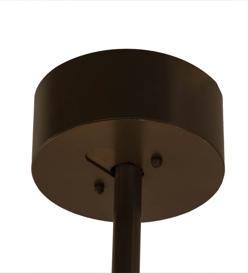 Meyda Lighting Smythe Craftsman 45" 4-Light Timeless Bronze Chandelier With Silver Mica Shade Glass and Fan