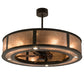 Meyda Lighting Smythe Craftsman 45" 4-Light Timeless Bronze Chandelier With Silver Mica Shade Glass and Fan