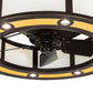 Meyda Lighting Smythe Craftsman 45" 8-LED Mahogany Bronze Maplewood Chandelier With Beige & White Shade and Fan