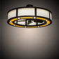 Meyda Lighting Smythe Craftsman 45" 8-LED Mahogany Bronze Maplewood Chandelier With Beige & White Shade and Fan