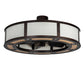 Meyda Lighting Smythe Craftsman 45" 8-LED Mahogany Bronze Maplewood Chandelier With Beige & White Shade and Fan