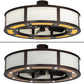 Meyda Lighting Smythe Craftsman 45" 8-LED Mahogany Bronze Maplewood Chandelier With Beige & White Shade and Fan