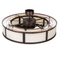Meyda Lighting Smythe Craftsman 45" 8-LED Mahogany Bronze Maplewood Chandelier With Beige & White Shade and Fan