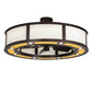 Meyda Lighting Smythe Craftsman 45" 8-LED Mahogany Bronze Maplewood Chandelier With Beige & White Shade and Fan