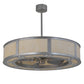 Meyda Lighting Smythe Craftsman 45" 8-Light LED Nickel Chandelier With Beige Sahara Taupe Idalight Shade Glass
