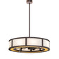 Meyda Lighting Smythe Craftsman 45" 8-Light Mahogany Bronze Chandelier With Eggshell Textrene & Maplewood Shade and Fan
