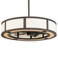 Meyda Lighting Smythe Craftsman 45" 8-Light Mahogany Bronze Chandelier With Eggshell Textrene & Maplewood Shade and Fan