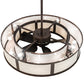 Meyda Lighting Smythe Craftsman 45" 8-Light Mahogany Bronze Chandelier With Eggshell Textrene & Maplewood Shade and Fan