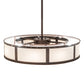 Meyda Lighting Smythe Craftsman 45" 8-Light Mahogany Bronze Chandelier With Eggshell Textrene & Maplewood Shade and Fan