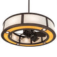 Meyda Lighting Smythe Craftsman 45" 8-Light Mahogany Bronze Chandelier With Eggshell Textrene & Maplewood Shade and Fan