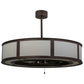Meyda Lighting Smythe Craftsman 45" 8-Light Mahogany Bronze Chandelier With White Eggshell Textrene Shade and Fan