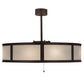 Meyda Lighting Smythe Craftsman 45" 8-Light Mahogany Bronze Chandelier With White Eggshell Textrene Shade and Fan