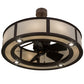Meyda Lighting Smythe Craftsman 45" 8-Light Mahogany Bronze Chandelier With White Eggshell Textrene Shade and Fan