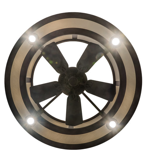 Meyda Lighting Smythe Craftsman 45" 8-Light Mahogany Bronze Chandelier With White Eggshell Textrene Shade and Fan