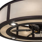 Meyda Lighting Smythe Craftsman 45" 8-Light Mahogany Bronze Chandelier With White Eggshell Textrene Shade and Fan