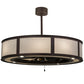 Meyda Lighting Smythe Craftsman 45" 8-Light Mahogany Bronze Chandelier With White Eggshell Textrene Shade and Fan