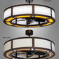 Meyda Lighting Smythe Craftsman 45" 8-Light Mahogany Bronze Maplewood Chandelier With Beige & Maplewood Vinyl Shade and Fan