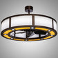 Meyda Lighting Smythe Craftsman 45" 8-Light Mahogany Bronze Maplewood Chandelier With Beige & Maplewood Vinyl Shade and Fan