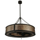 Meyda Lighting Smythe Craftsman 45" 8-Light Oil Rubbed Bronze Chandelier With Silver Mica Shade Glass and Fan