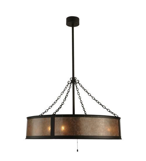 Meyda Lighting Smythe Craftsman 45" 8-Light Oil Rubbed Bronze Chandelier With Silver Mica Shade Glass and Fan