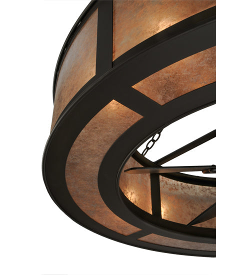 Meyda Lighting Smythe Craftsman 45" 8-Light Oil Rubbed Bronze Chandelier With Silver Mica Shade Glass and Fan