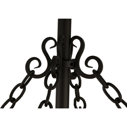 Meyda Lighting Smythe Craftsman 45" 8-Light Oil Rubbed Bronze Chandelier With Silver Mica Shade Glass and Fan