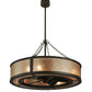 Meyda Lighting Smythe Craftsman 45" 8-Light Oil Rubbed Bronze Chandelier With Silver Mica Shade Glass and Fan