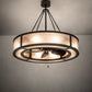 Meyda Lighting Smythe Craftsman 45" 8-Light Textured Timeless Bronze Chandelier With Silver Mica Shade Glass and Fan