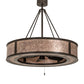 Meyda Lighting Smythe Craftsman 45" 8-Light Textured Timeless Bronze Chandelier With Silver Mica Shade Glass and Fan