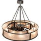 Meyda Lighting Smythe Craftsman 45" 8-Light Textured Timeless Bronze Chandelier With Silver Mica Shade Glass and Fan