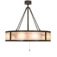 Meyda Lighting Smythe Craftsman 45" 8-Light Textured Timeless Bronze Chandelier With Silver Mica Shade Glass and Fan