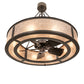 Meyda Lighting Smythe Craftsman 45" 8-Light Textured Timeless Bronze Chandelier With Silver Mica Shade Glass and Fan