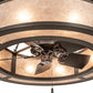 Meyda Lighting Smythe Craftsman 45" 8-Light Textured Timeless Bronze Chandelier With Silver Mica Shade Glass and Fan
