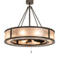 Meyda Lighting Smythe Craftsman 45" 8-Light Textured Timeless Bronze Chandelier With Silver Mica Shade Glass and Fan