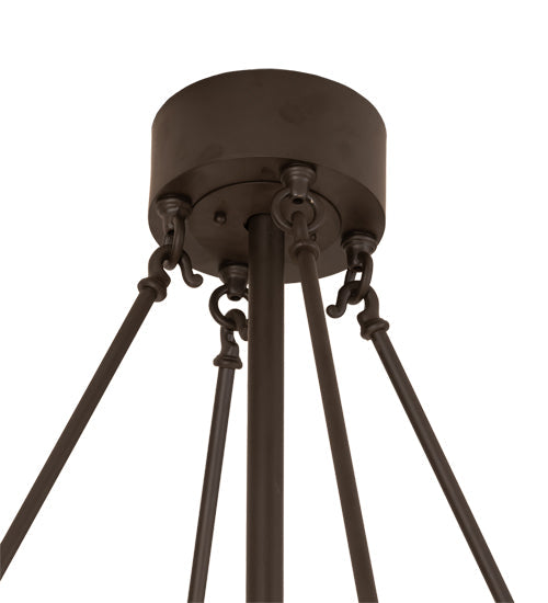 Meyda Lighting Smythe Craftsman 48" 16-Light Oil Rubbed Bronze Chandelier With Amber Glass & Silver Mica Shade Glass and Fan