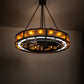 Meyda Lighting Smythe Craftsman 48" 16-Light Oil Rubbed Bronze Chandelier With Amber Glass & Silver Mica Shade Glass and Fan