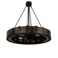 Meyda Lighting Smythe Craftsman 48" 16-Light Oil Rubbed Bronze Chandelier With Amber Glass & Silver Mica Shade Glass and Fan