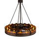 Meyda Lighting Smythe Craftsman 48" 16-Light Oil Rubbed Bronze Chandelier With Amber Glass & Silver Mica Shade Glass and Fan