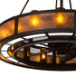 Meyda Lighting Smythe Craftsman 48" 16-Light Oil Rubbed Bronze Chandelier With Amber Glass & Silver Mica Shade Glass and Fan