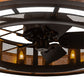 Meyda Lighting Smythe Craftsman 48" 16-Light Oil Rubbed Bronze Chandelier With Amber Glass & Silver Mica Shade Glass and Fan