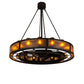 Meyda Lighting Smythe Craftsman 48" 16-Light Oil Rubbed Bronze Chandelier With Amber Glass & Silver Mica Shade Glass and Fan