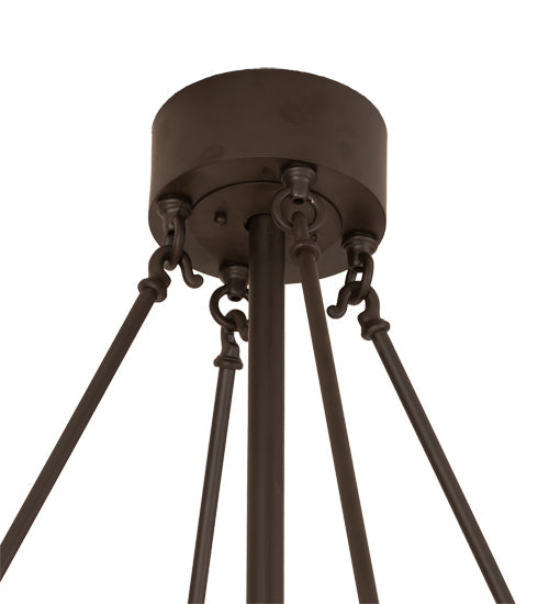 Meyda Lighting Smythe Craftsman 48" 16-Light Oil Rubbed Bronze Chandelier With Frosted Seeded & Silver Mica Shade Glass and Fan