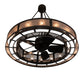 Meyda Lighting Smythe Craftsman 48" 16-Light Oil Rubbed Bronze Chandelier With Frosted Seeded & Silver Mica Shade Glass and Fan