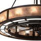 Meyda Lighting Smythe Craftsman 48" 16-Light Oil Rubbed Bronze Chandelier With Frosted Seeded & Silver Mica Shade Glass and Fan