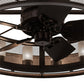 Meyda Lighting Smythe Craftsman 48" 16-Light Oil Rubbed Bronze Chandelier With Frosted Seeded & Silver Mica Shade Glass and Fan