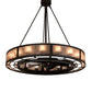 Meyda Lighting Smythe Craftsman 48" 16-Light Oil Rubbed Bronze Chandelier With Frosted Seeded & Silver Mica Shade Glass and Fan