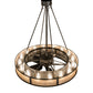 Meyda Lighting Smythe Craftsman 48" 16-Light Oil Rubbed Bronze Chandelier With Silver Mica & Clear Seeded Shade Glass and Fan