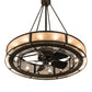 Meyda Lighting Smythe Craftsman 48" 16-Light Oil Rubbed Bronze Chandelier With Silver Mica & Clear Seeded Shade Glass and Fan