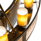 Meyda Lighting Smythe Craftsman 48" 16-Light Timeless Bronze Chandelier With Amber Frosted Glass, Silver Mica, Statuario Idalight Shade and Fan