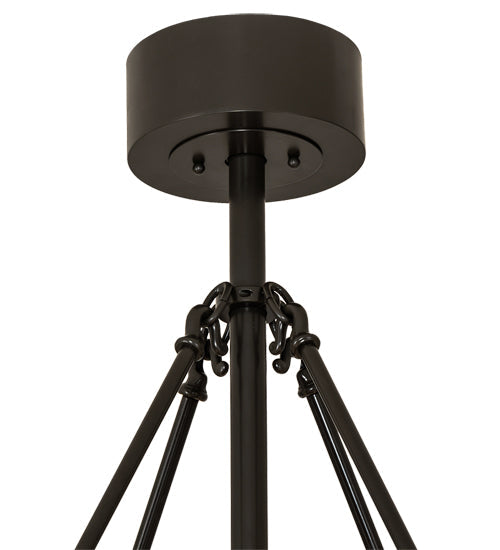 Meyda Lighting Smythe Craftsman 48" 16-Light Timeless Bronze Chandelier With Amber Frosted Glass, Silver Mica, Statuario Idalight Shade and Fan